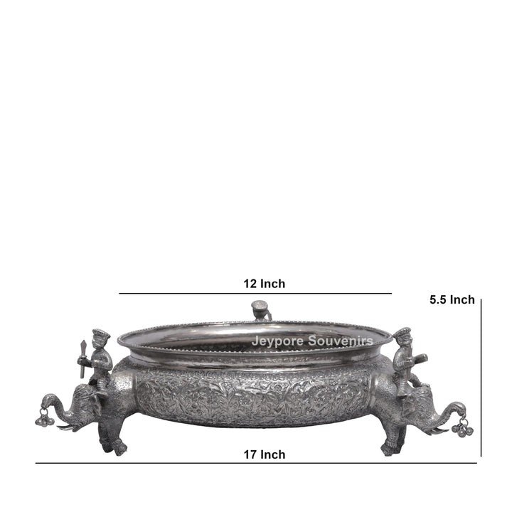 Antique Silver Finish Elephant Royal Serving Bowl