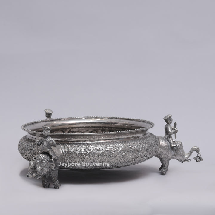 Antique Silver Finish Elephant Royal Serving Bowl