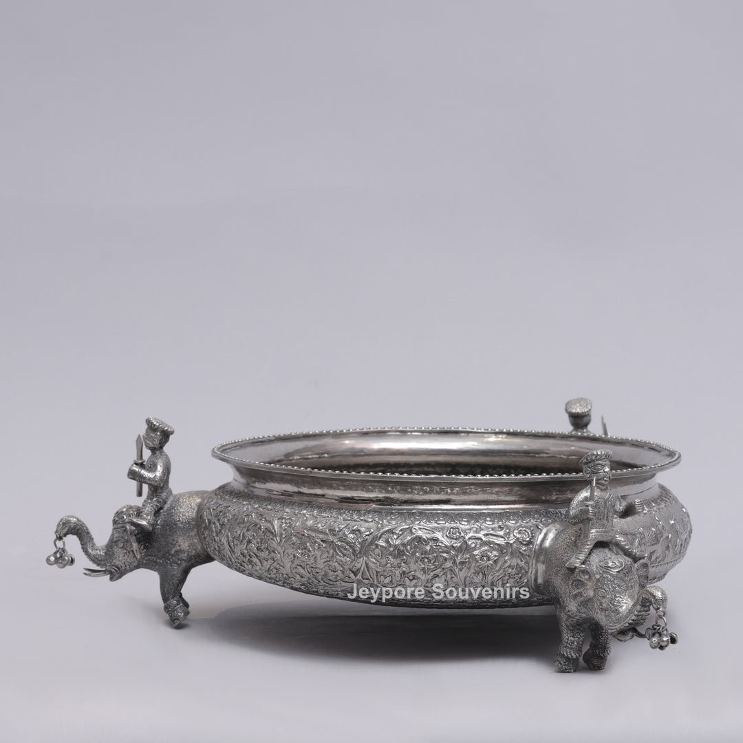Antique Silver Finish Elephant Royal Serving Bowl