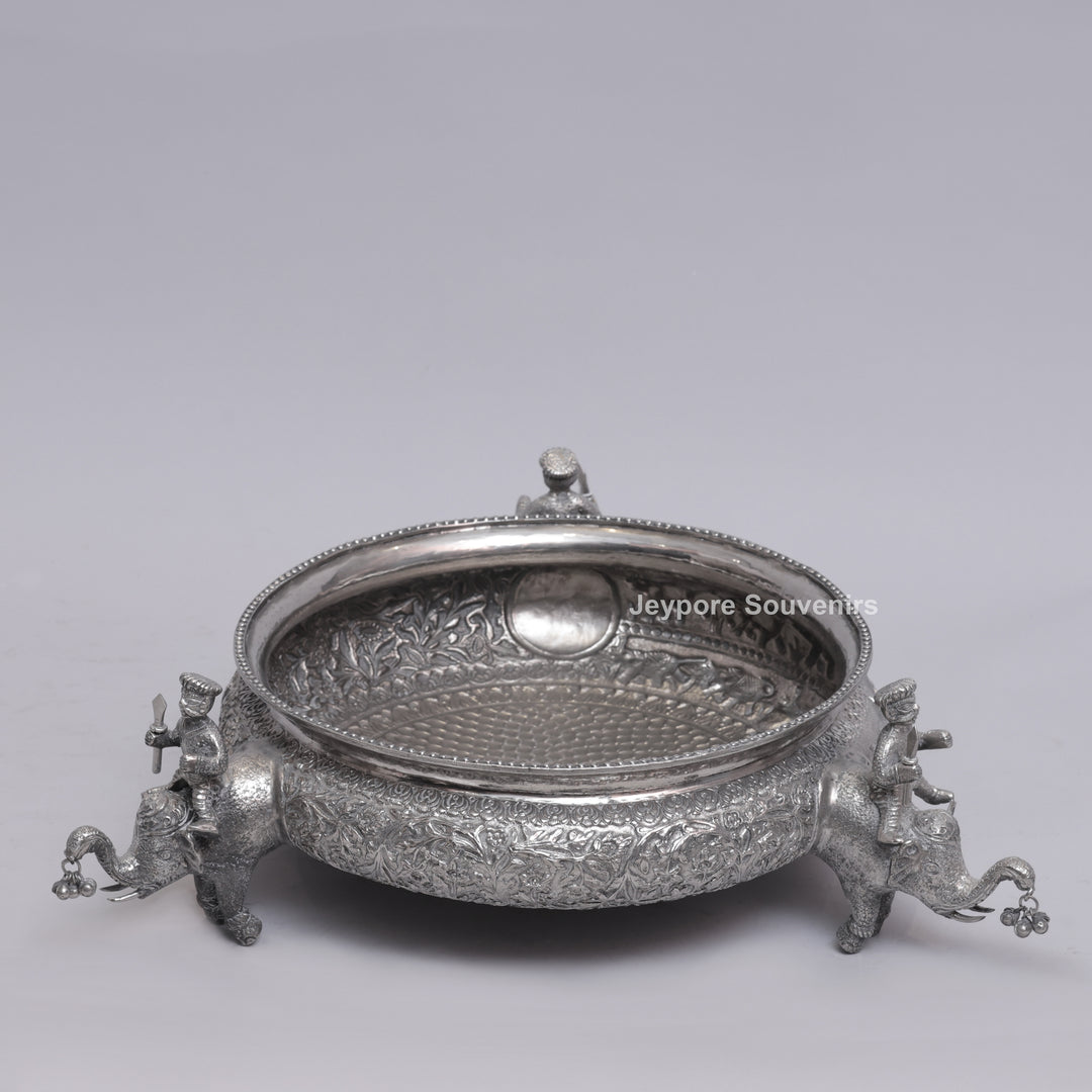 Antique Silver Finish Elephant Royal Serving Bowl