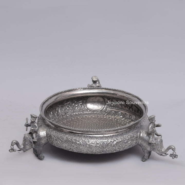 Antique Silver Finish Elephant Royal Serving Bowl