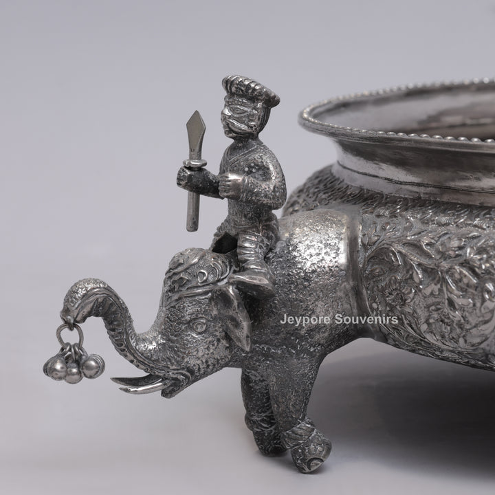 Antique Silver Finish Elephant Royal Serving Bowl