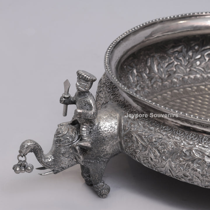 Antique Silver Finish Elephant Royal Serving Bowl