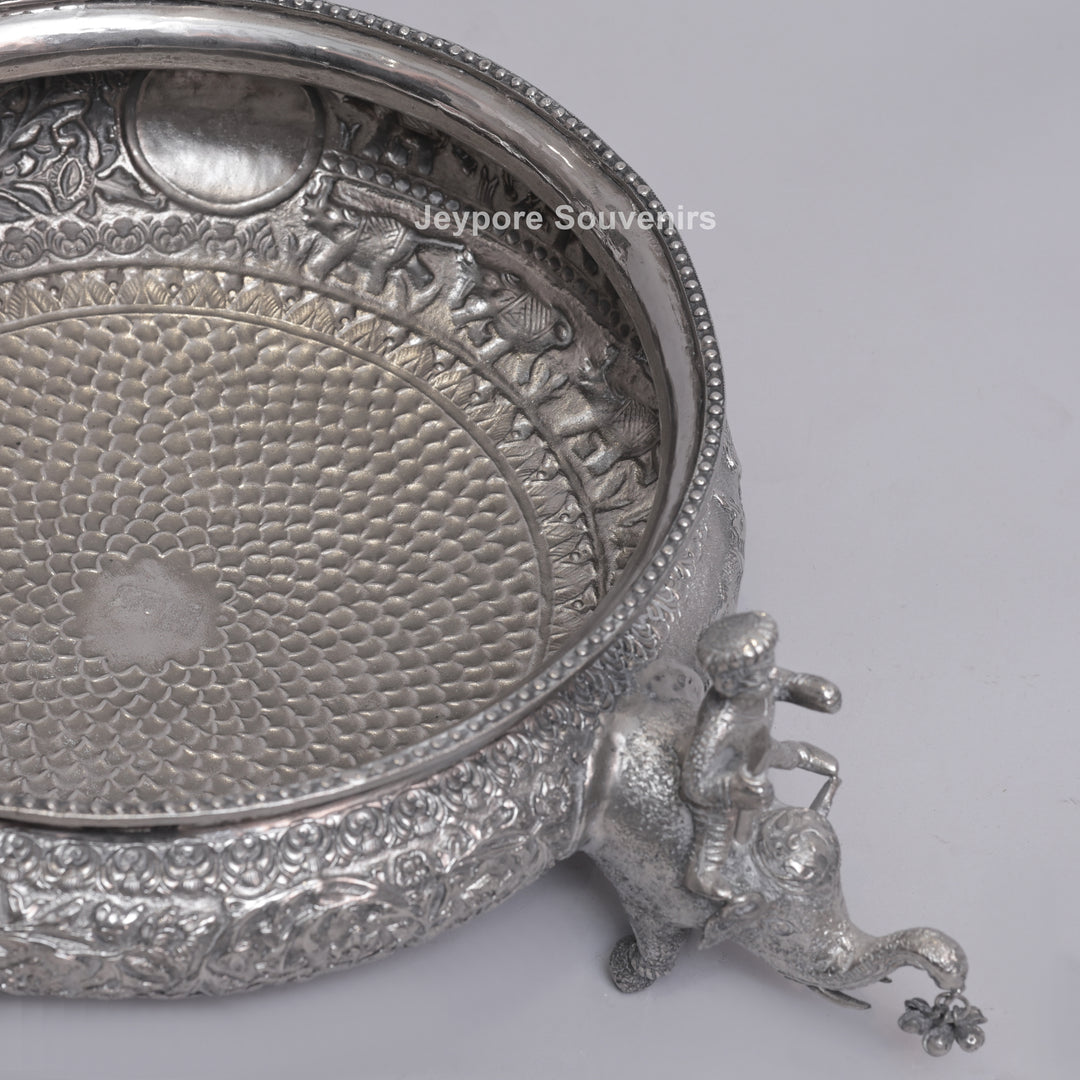 Antique Silver Finish Elephant Royal Serving Bowl