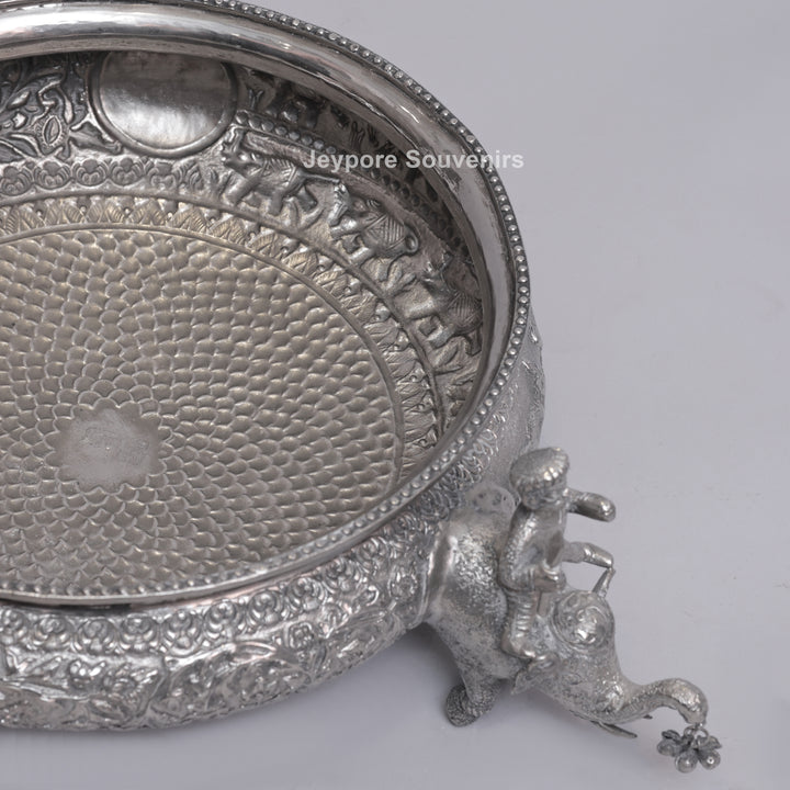 Antique Silver Finish Elephant Royal Serving Bowl