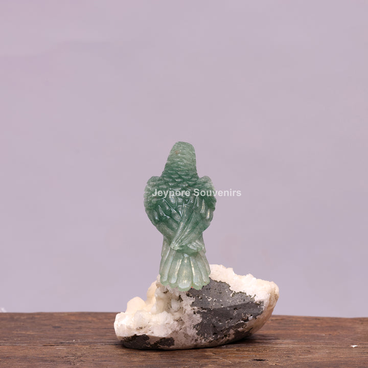 Green Aventurine Parrot Sculpture On Crystal Base