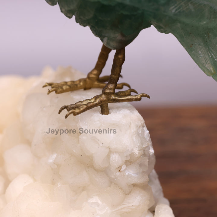 Green Aventurine Parrot Sculpture On Crystal Base