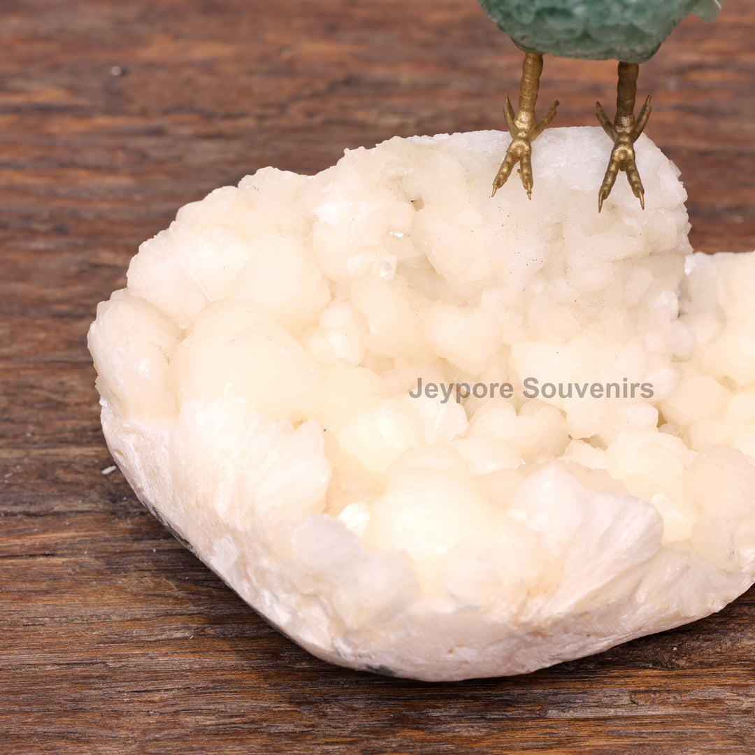 Green Aventurine Parrot Sculpture On Crystal Base