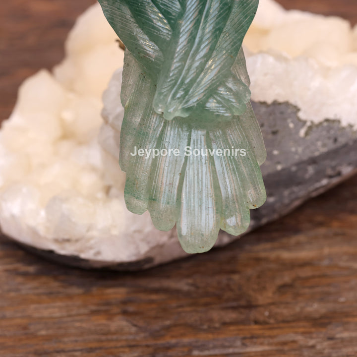 Green Aventurine Parrot Sculpture On Crystal Base