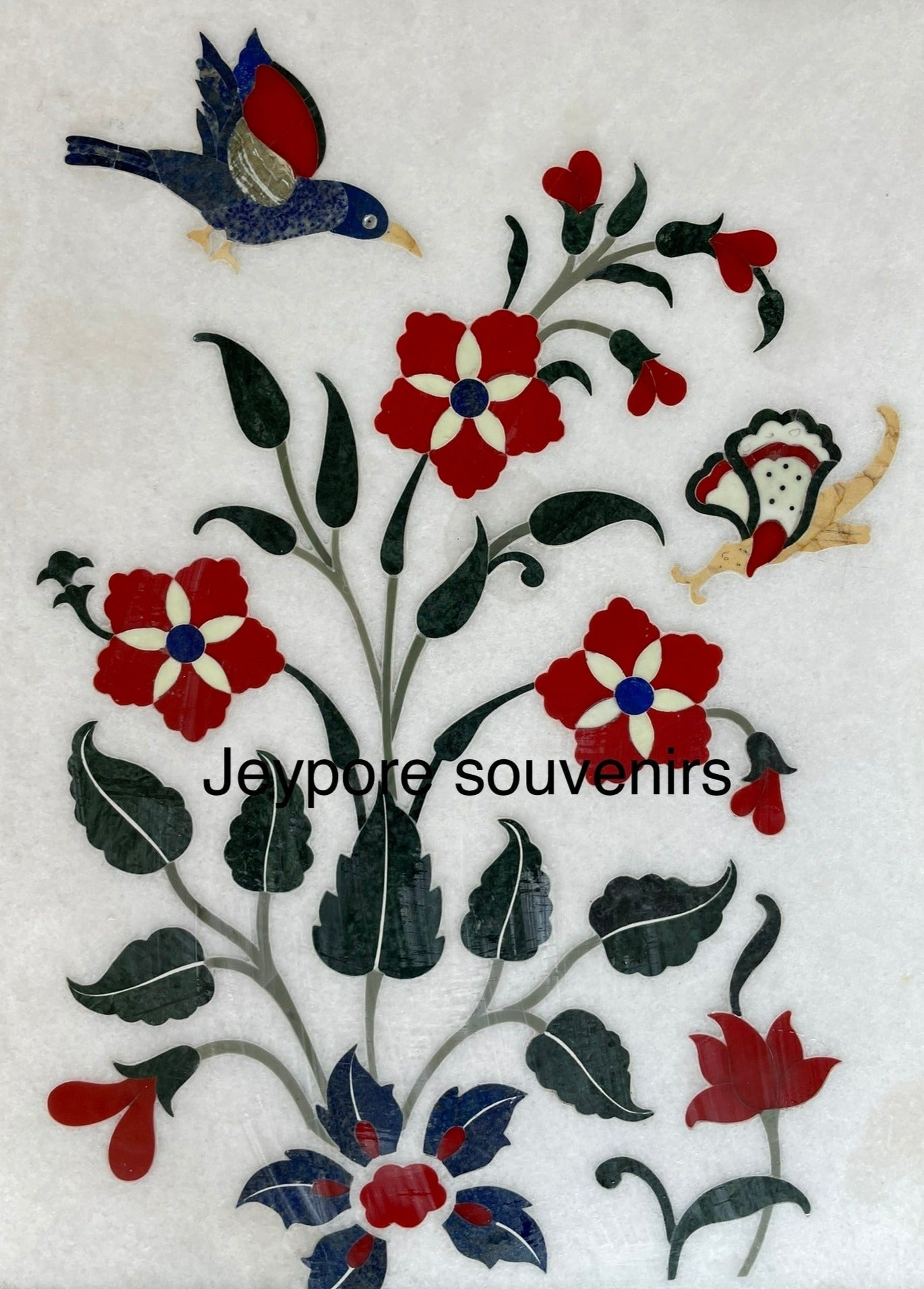 Floral theme marble Panel with semi precious stone inlay