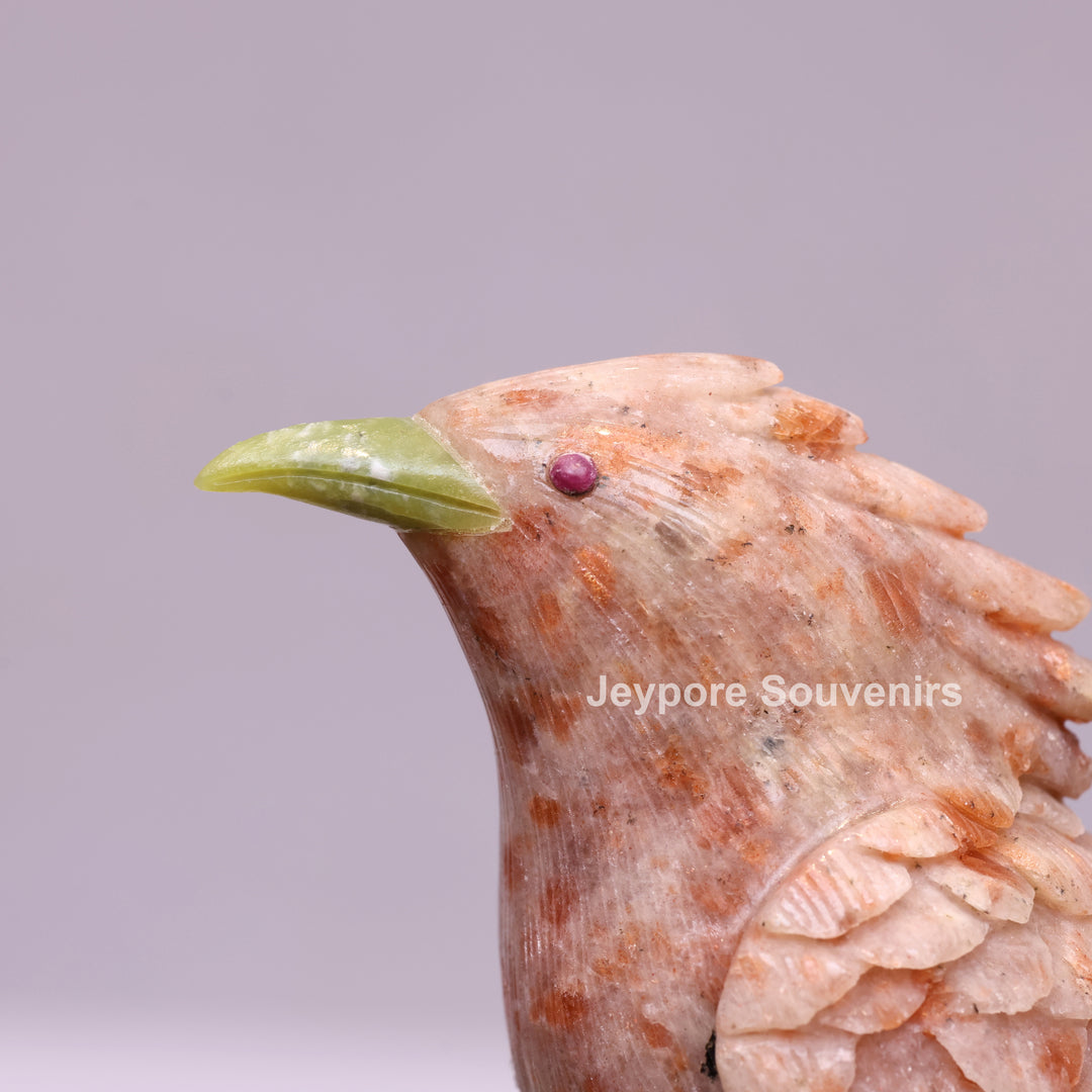 Jade Bird Sculpture On Amethyst Crystal Base