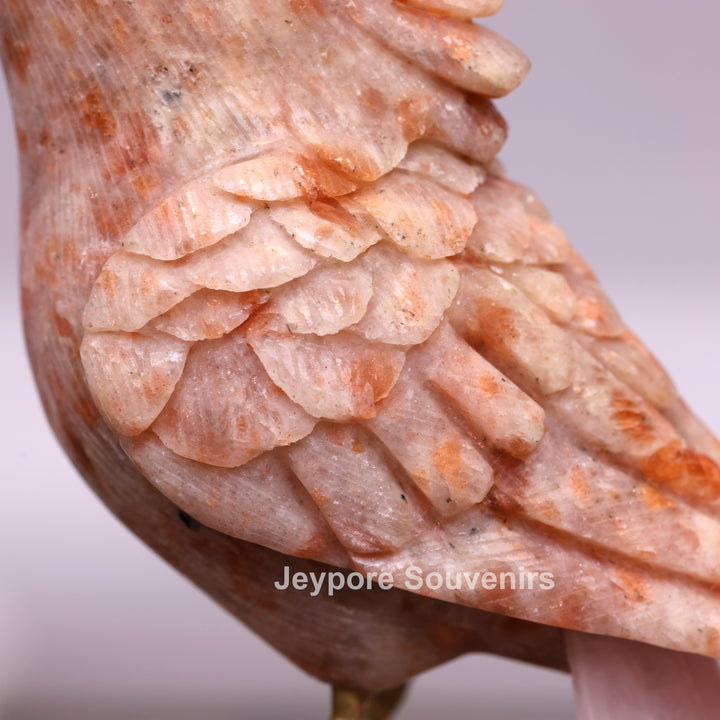 Jade Bird Sculpture On Amethyst Crystal Base