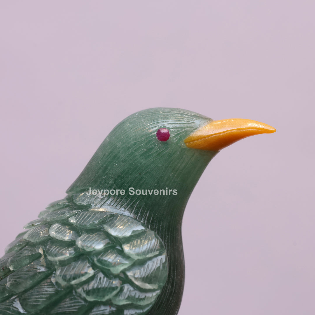 Green Aventurine and Rose Quartz Bird Pair on Amethyst Base