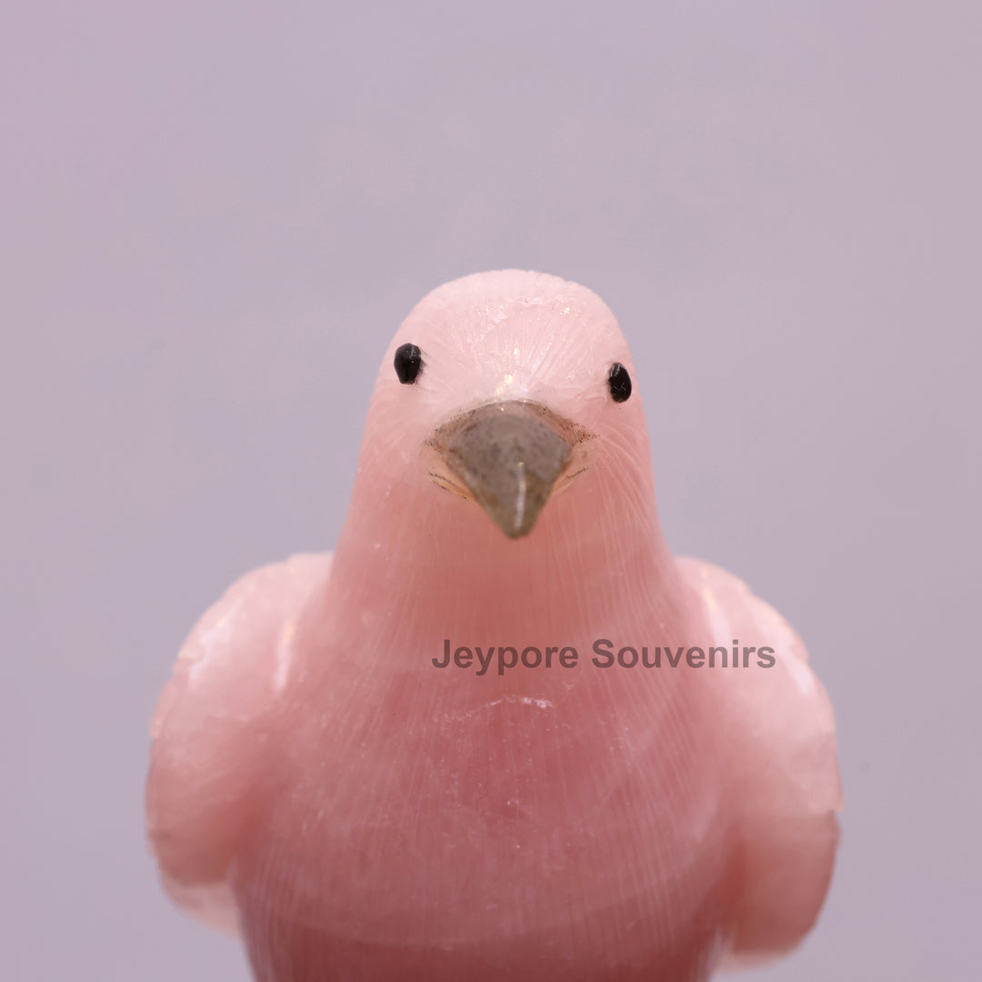Green Aventurine and Rose Quartz Bird Pair on Amethyst Base