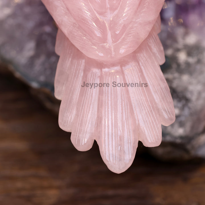 Green Aventurine and Rose Quartz Bird Pair on Amethyst Base