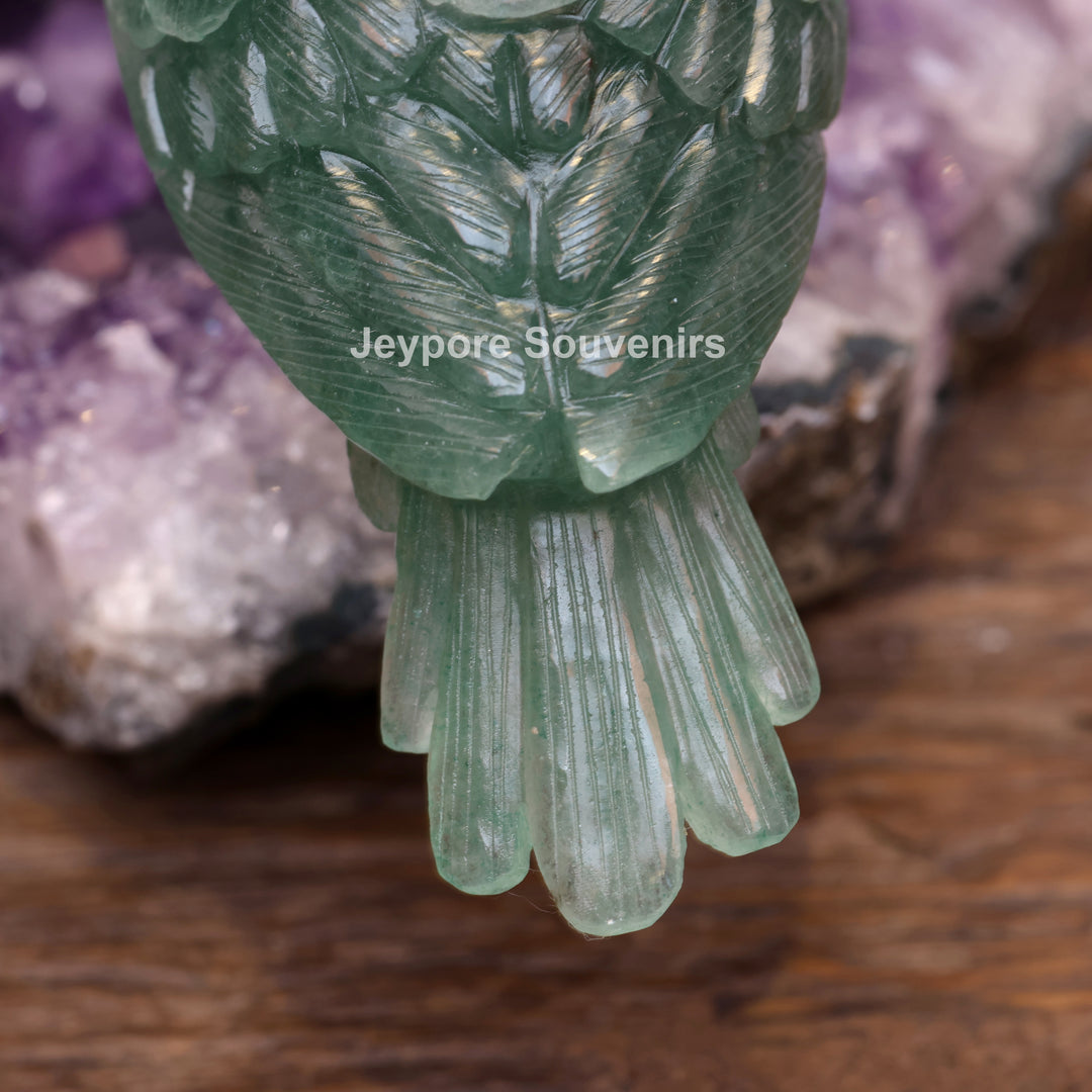 Green Aventurine and Rose Quartz Bird Pair on Amethyst Base