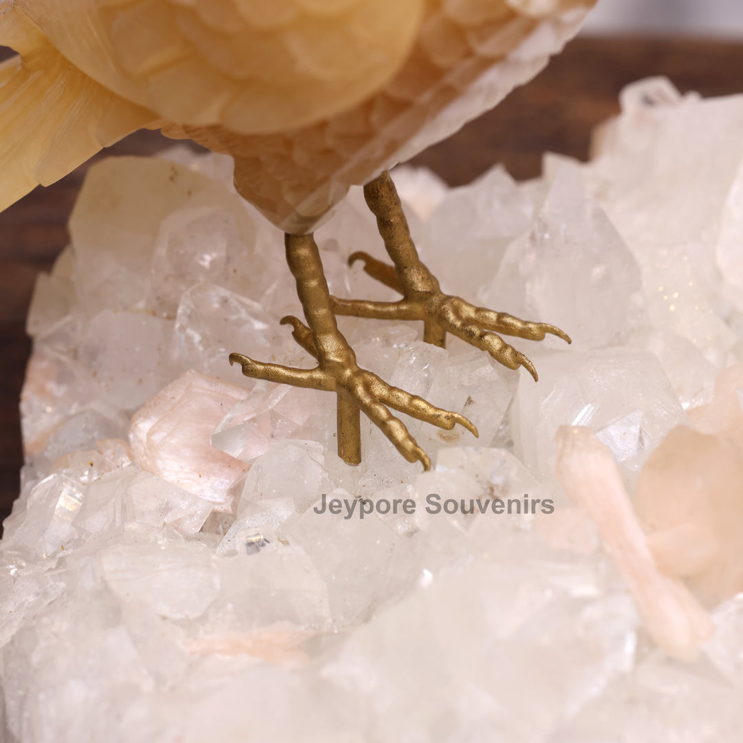 Semi Precious Yellow Aventurine Bird Pair On Crystal Base