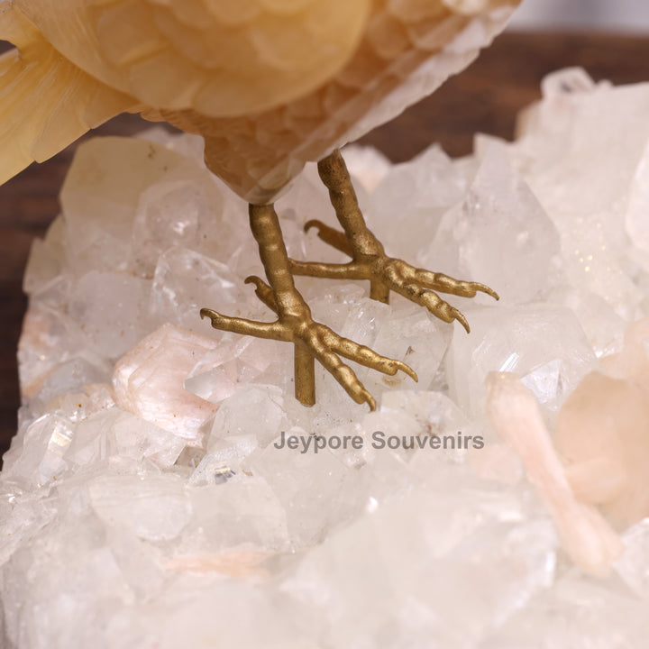 Semi Precious Yellow Aventurine Bird Pair On Crystal Base