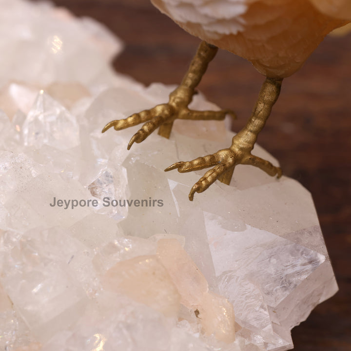 Semi Precious Yellow Aventurine Bird Pair On Crystal Base