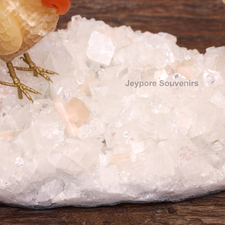 Semi Precious Yellow Aventurine Bird Pair On Crystal Base