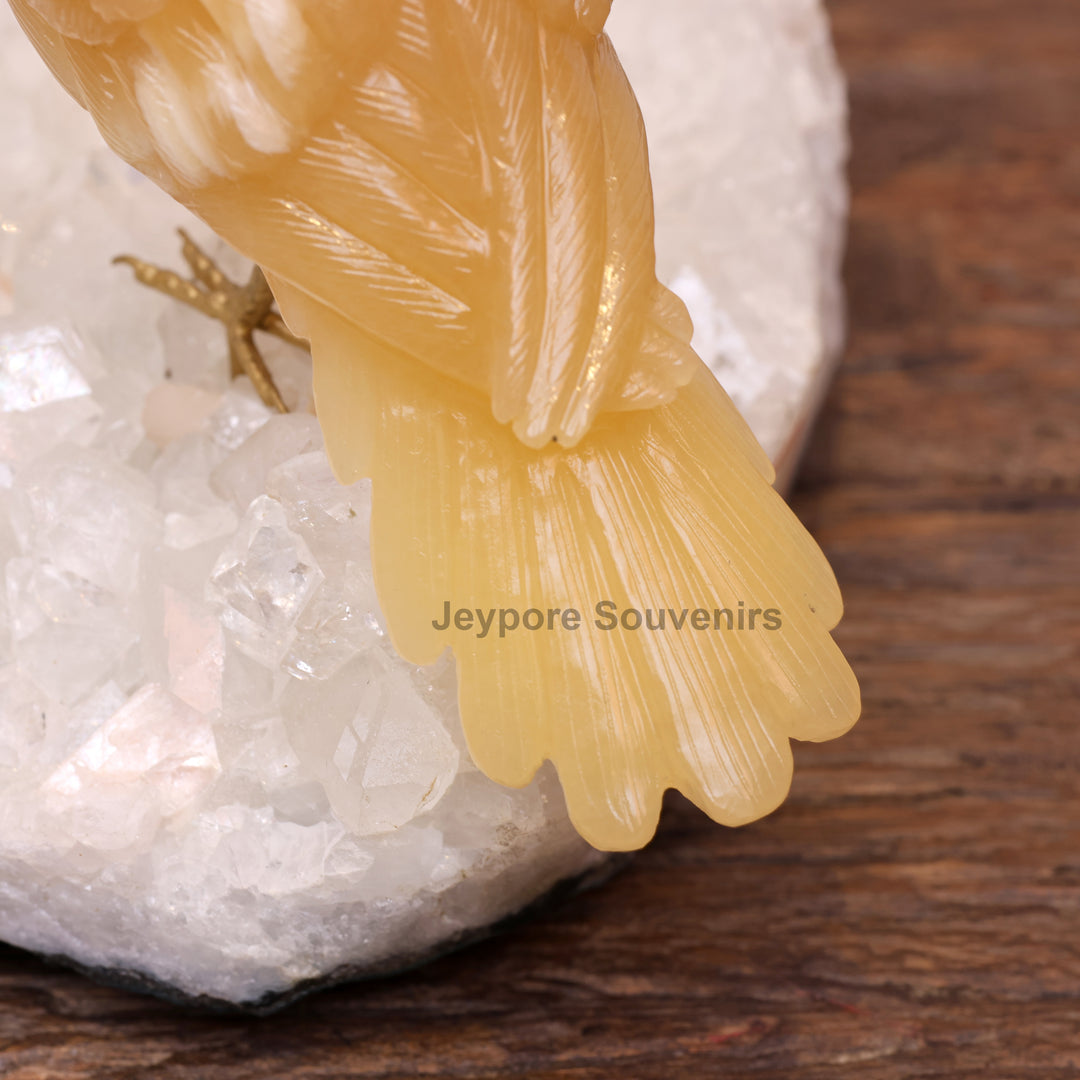 Semi Precious Yellow Aventurine Bird Pair On Crystal Base