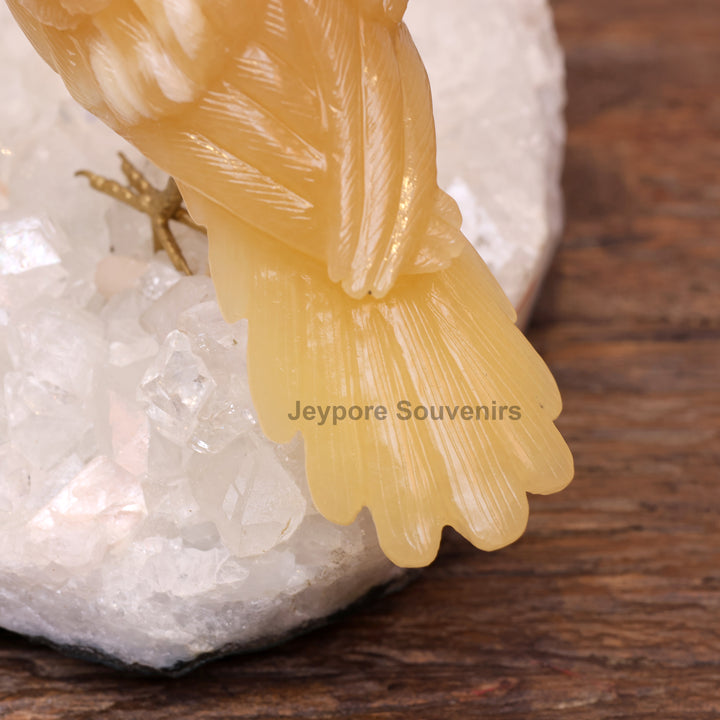 Semi Precious Yellow Aventurine Bird Pair On Crystal Base