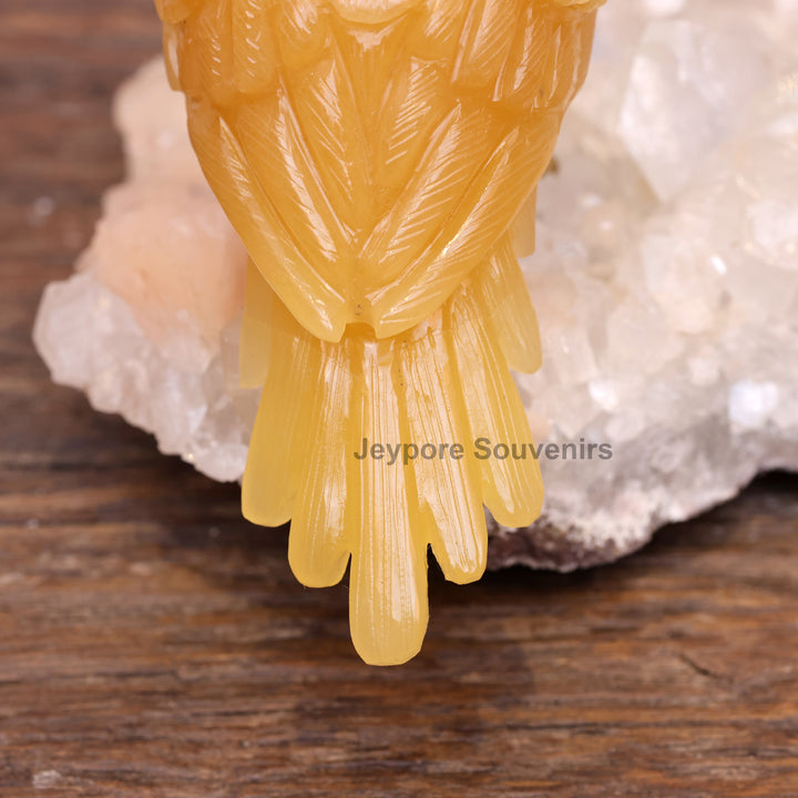 Rose Quartz &amp; Yellow Aventurine Bird Pair on White Crystal Base