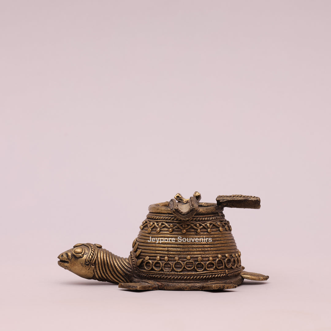 Antique Brass Dhokra Art Tortoise Statue