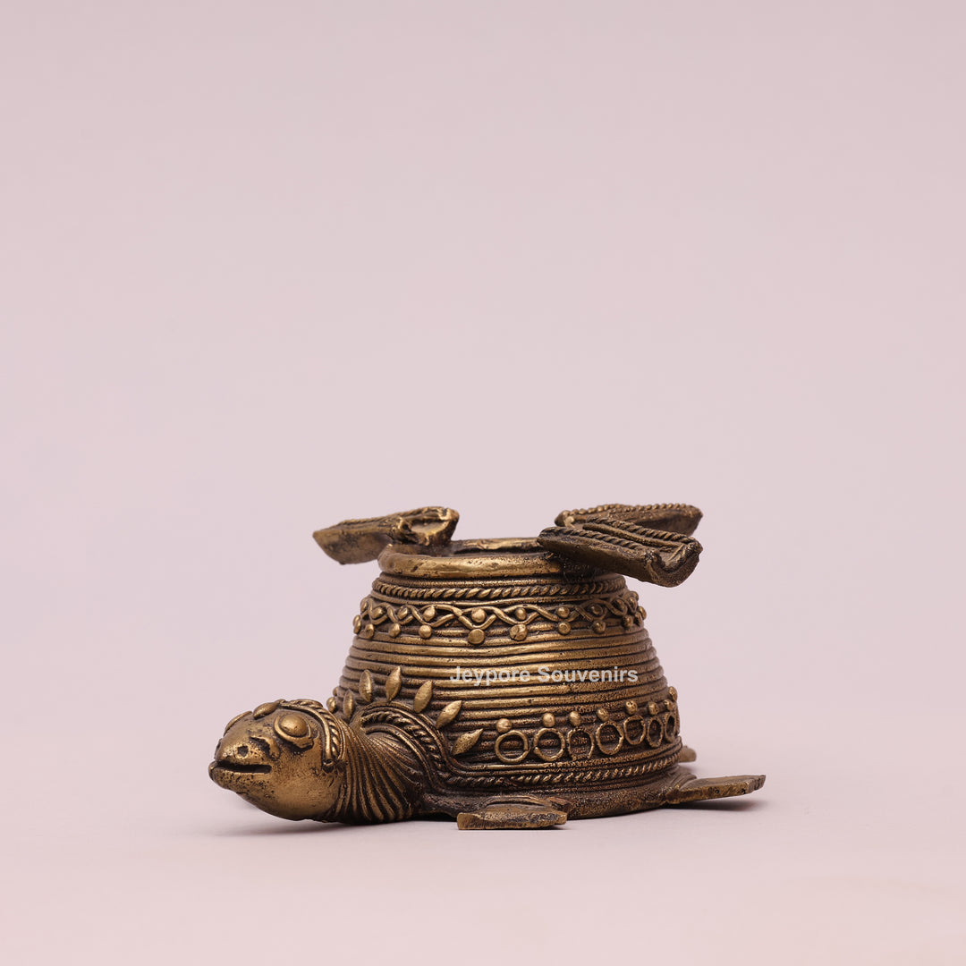 Antique Brass Dhokra Art Tortoise Statue