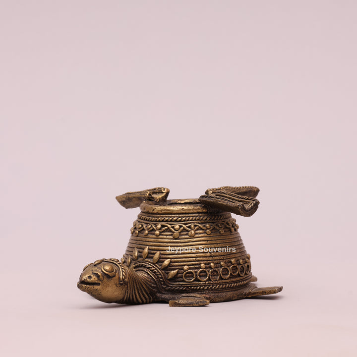 Antique Brass Dhokra Art Tortoise Statue