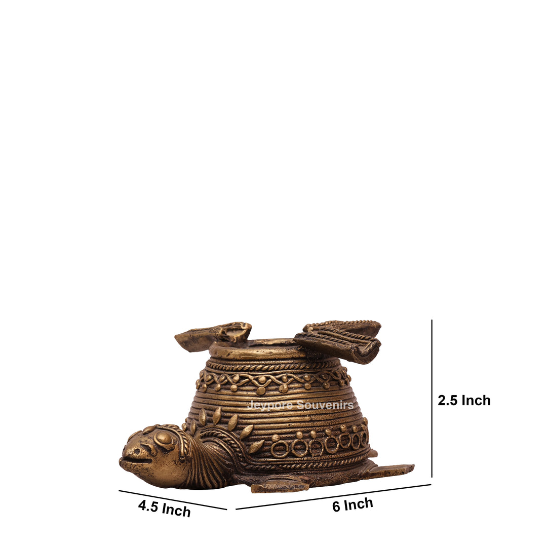 Antique Brass Dhokra Art Tortoise Statue