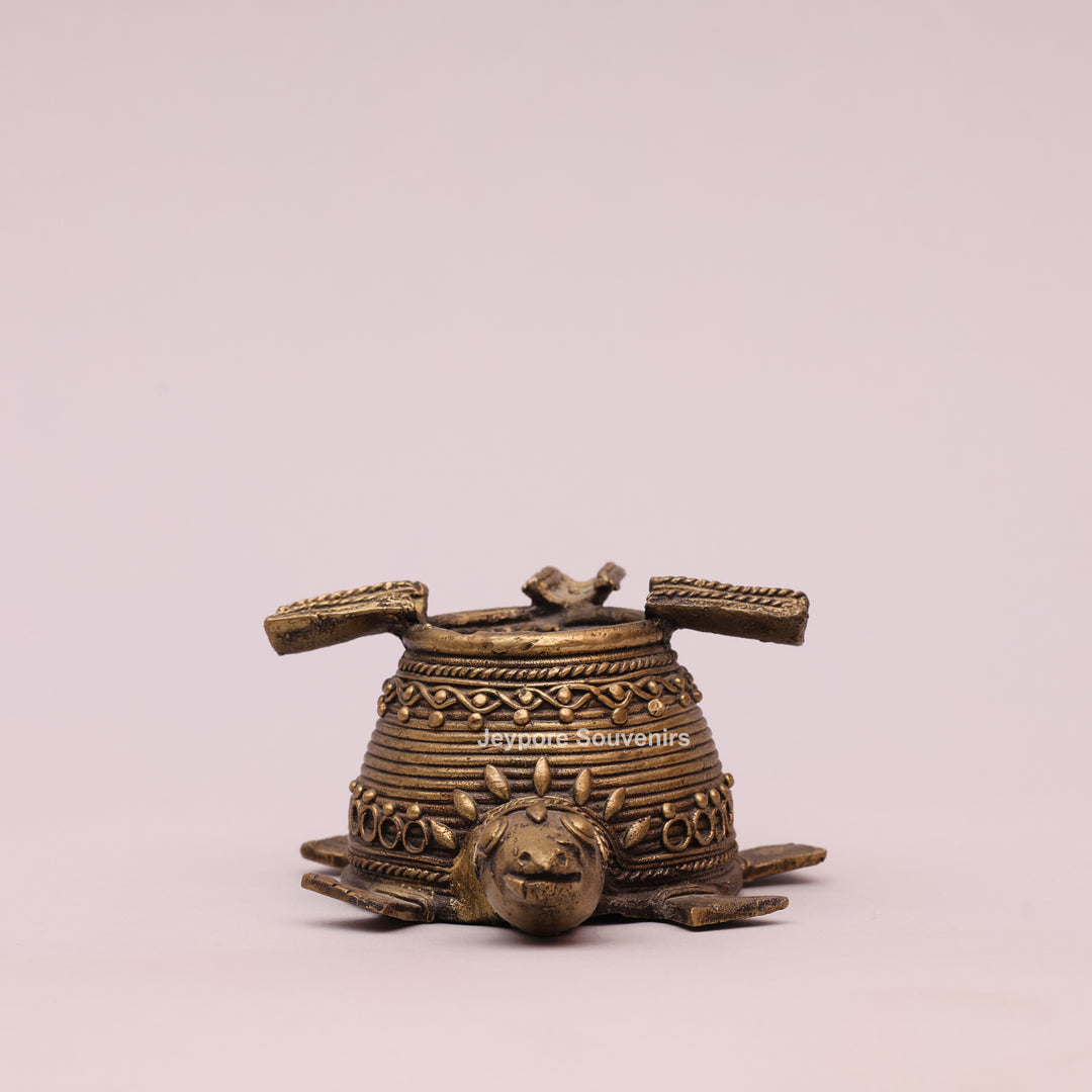 Antique Brass Dhokra Art Tortoise Statue
