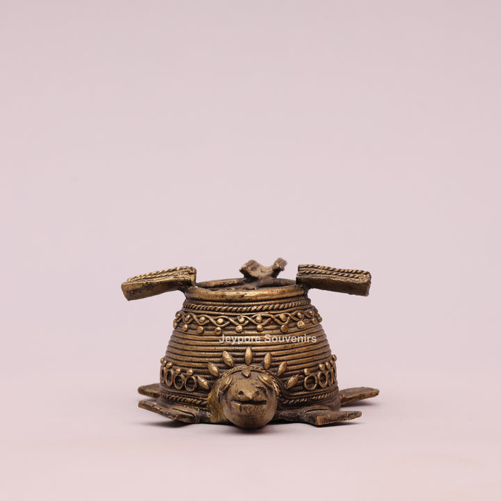 Antique Brass Dhokra Art Tortoise Statue