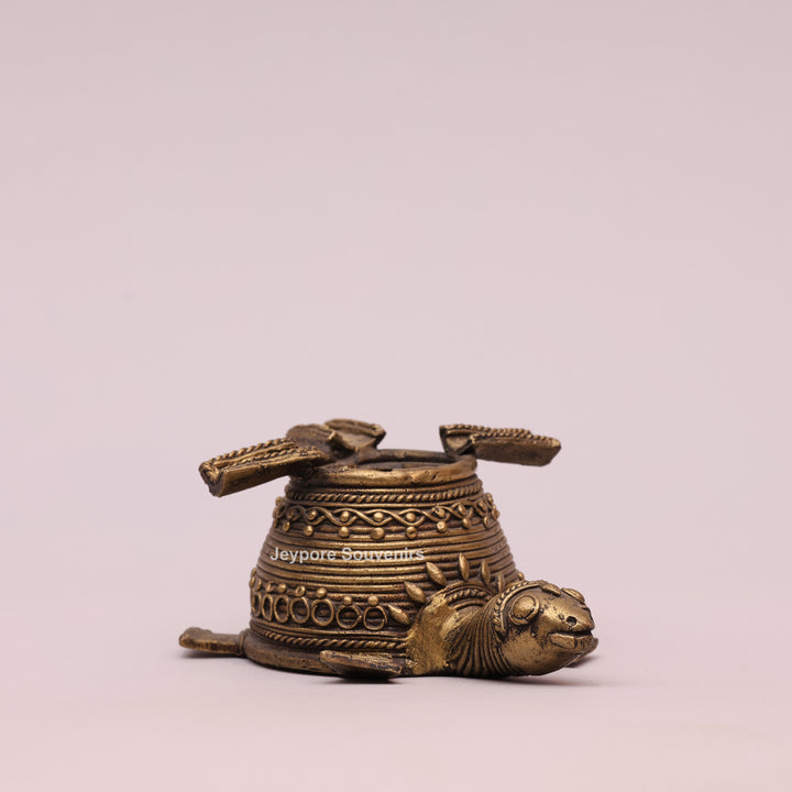 Antique Brass Dhokra Art Tortoise Statue