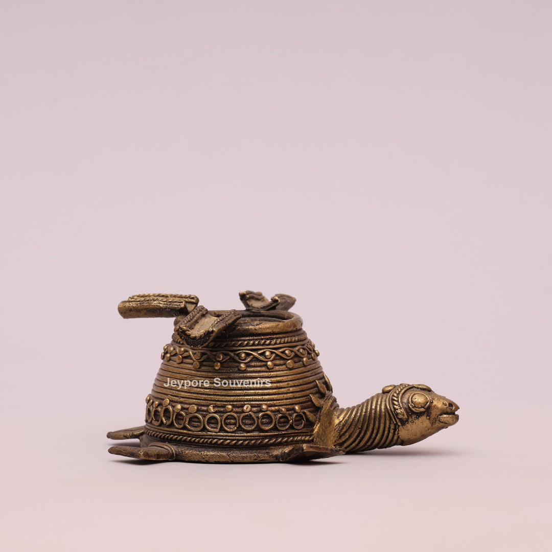 Antique Brass Dhokra Art Tortoise Statue