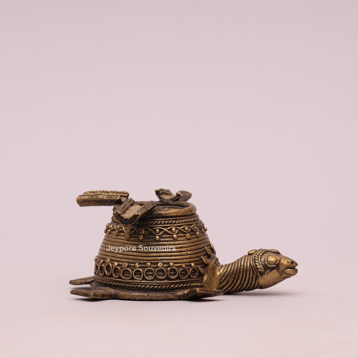 Antique Brass Dhokra Art Tortoise Statue