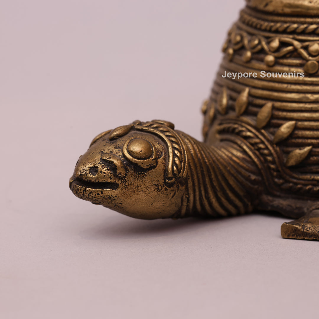 Antique Brass Dhokra Art Tortoise Statue