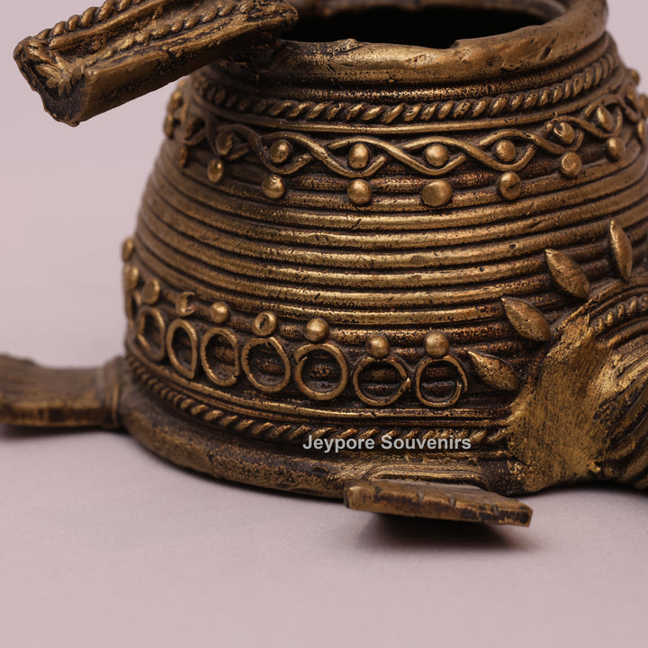Antique Brass Dhokra Art Tortoise Statue