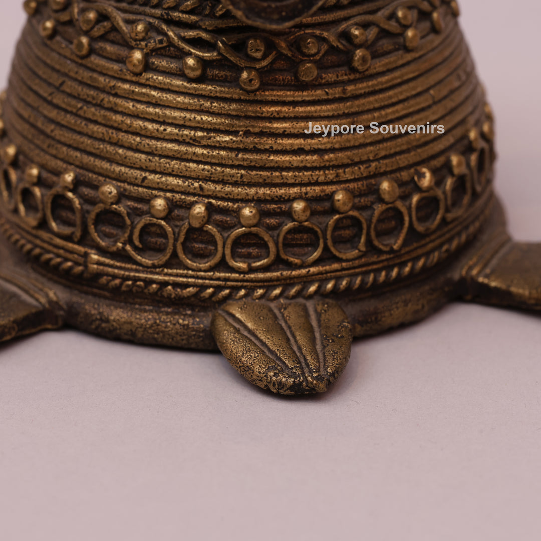 Antique Brass Dhokra Art Tortoise Statue