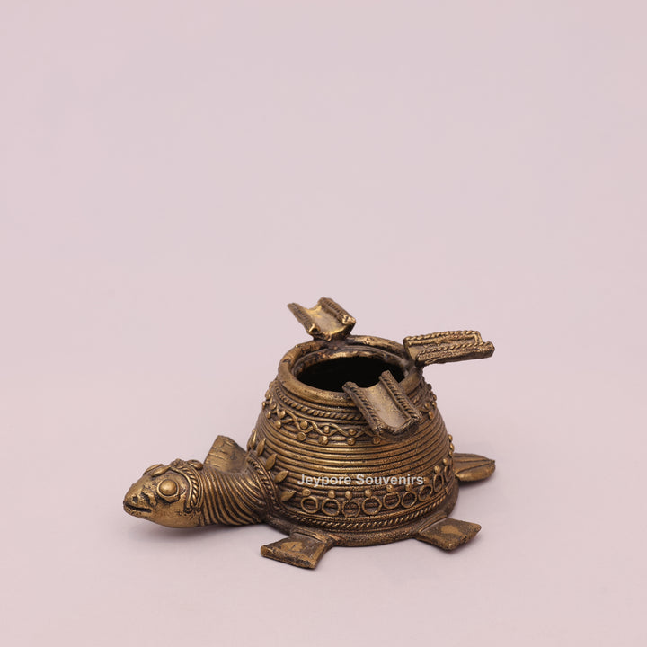 Antique Brass Dhokra Art Tortoise Statue
