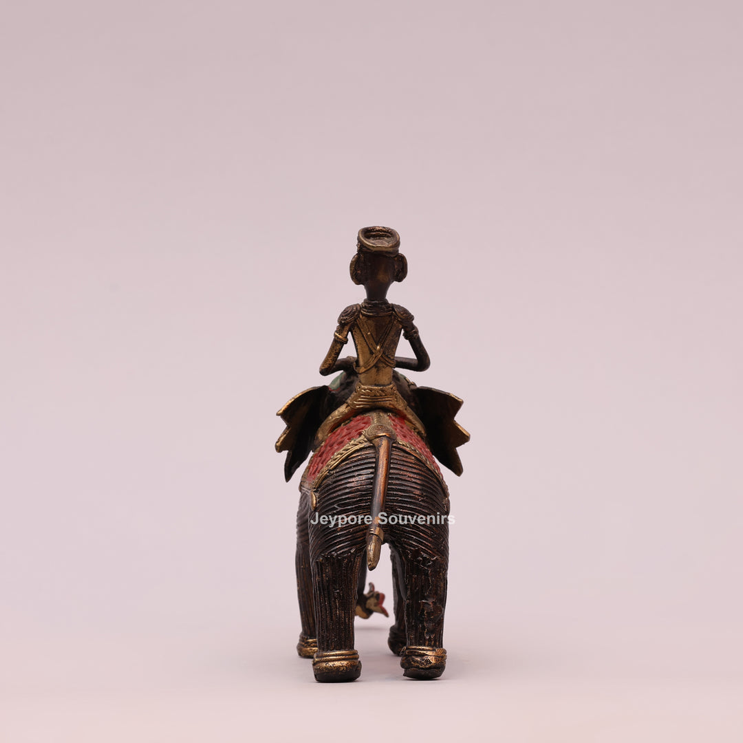 Handcrafted Elephant with Tribal Rider – Dhokra Brass Sculpture