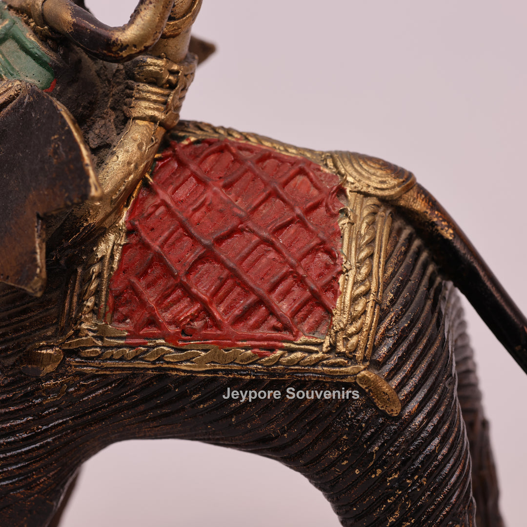Handcrafted Elephant with Tribal Rider – Dhokra Brass Sculpture