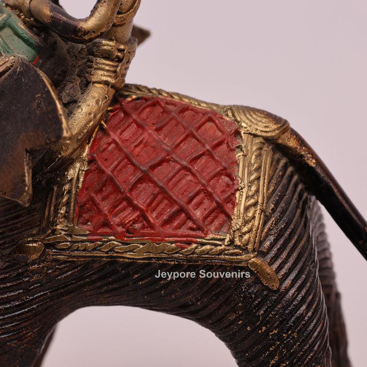 Handcrafted Elephant with Tribal Rider – Dhokra Brass Sculpture