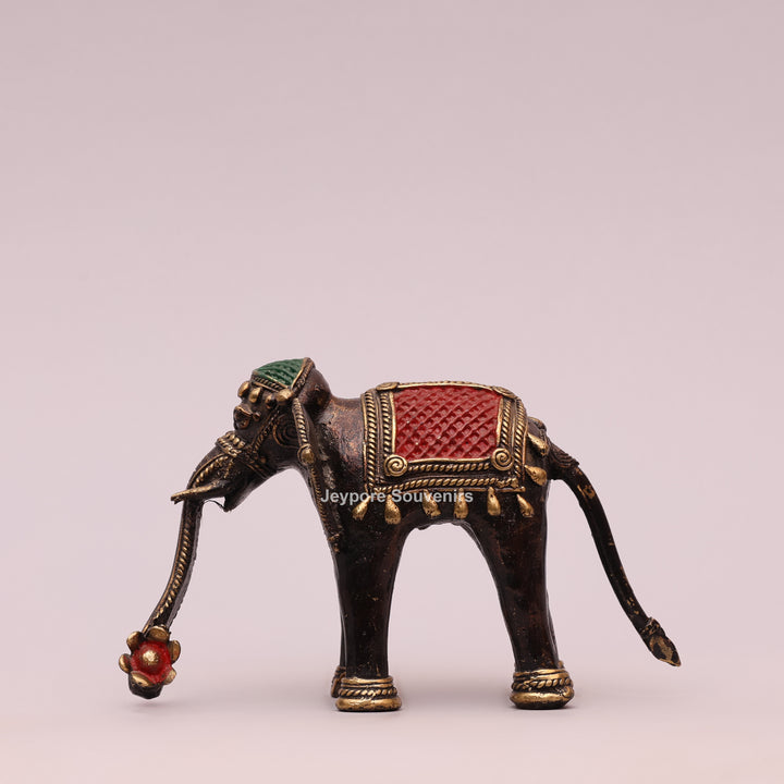 Antique Dhokra Art Decorative Elephant Brass Statue