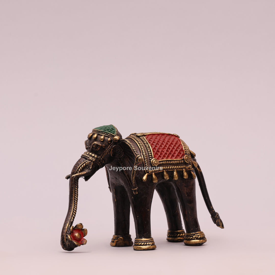 Antique Dhokra Art Decorative Elephant Brass Statue