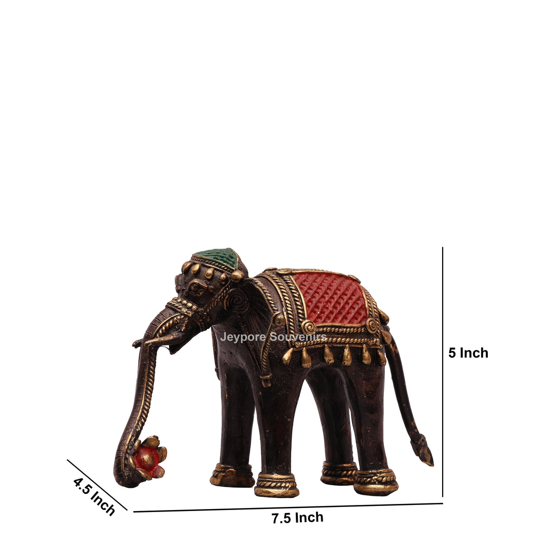 Antique Dhokra Art Decorative Elephant Brass Statue