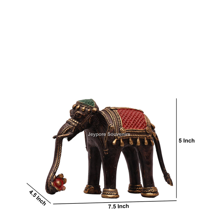 Antique Dhokra Art Decorative Elephant Brass Statue