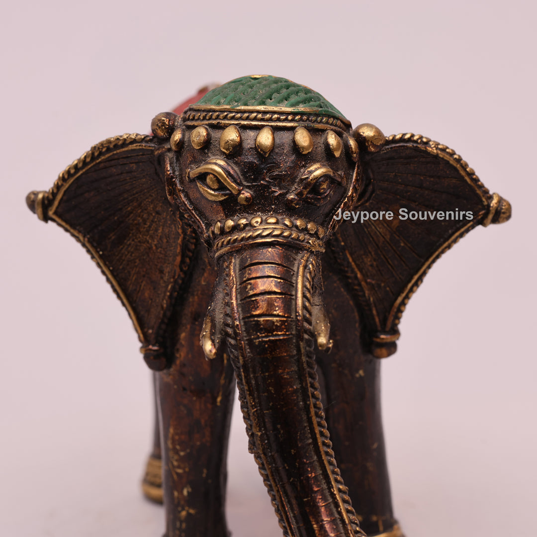 Antique Dhokra Art Decorative Elephant Brass Statue