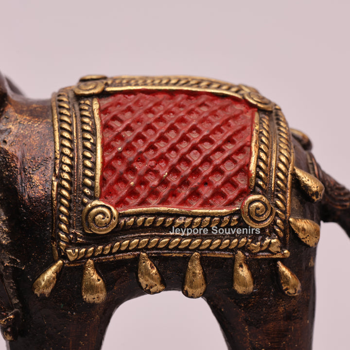 Antique Dhokra Art Decorative Elephant Brass Statue