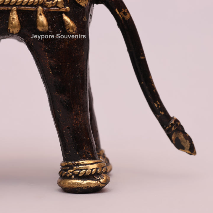 Antique Dhokra Art Decorative Elephant Brass Statue